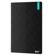 ICO: Quaderno a spirale nero premium per studenti A4 a quadretti, 100 fogli
