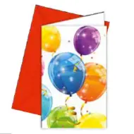 Invito per festa con palloncini scintillanti e busta, 6 pezzi