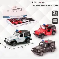Jeep Wrangler modello di auto in metallo a retrocarica della polizia in diverse varianti 1/32