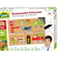 LENA: Set di gioco con martello e bacheca in sughero 64 pezzi - Veicoli e trasporti