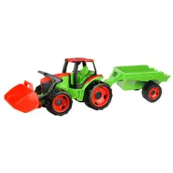 LENA: Trattore gigante verde-rosso con benna e rimorchio 107cm