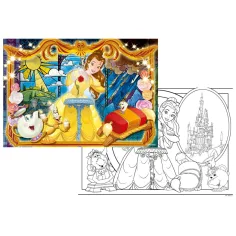 La Bella e la Bestia Belle 2 in 1 puzzle da 108 pezzi e libro da colorare 70x50cm - Lisciani immagine 2