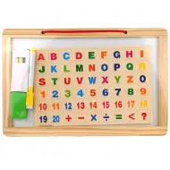 Lavagna magnetica in legno 2 in 1 con lettere magnetiche, pennarello e gessetti
