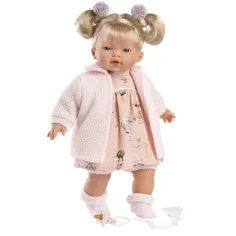 Llorens: Aitana bambola che piange con ciuccio, cardigan rosa 33cm immagine 2