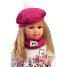 Llorens: Bambola Carla da 40 cm con cappello rosa e borsetta alla moda immagine 4
