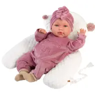 Llorens: Bambola Mimi Llorana di 42 cm con suono, in tutina con orsetto e cuscino