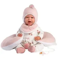 Llorens: Bambola Mimi di 42 cm con suoni, cuscino per la pancia, vestito da orsetto.
