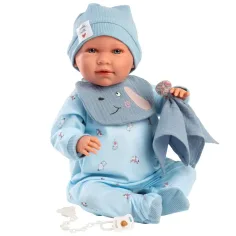 Llorens: Bambola Mimo Llorón 42 cm con suoni e bavaglino con cagnolino immagine 3