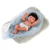 Llorens: Bambola Nico di 40 cm con cuscino grigio peloso