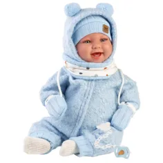 Llorens: Bambola neonato Talo Sonrisas 44 cm con suoni in abito blu con cappuccio immagine 3
