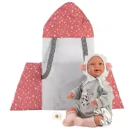 Llorens: Bambola piangente Mimi di 42 cm con portabebè stellato