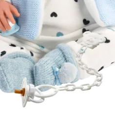 Llorens: Bambola piangente Tino di 44 cm con gilet blu con cappuccio immagine 3