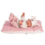 Llorens: Bebita neonato bambola di 26 cm con cuscino rosa