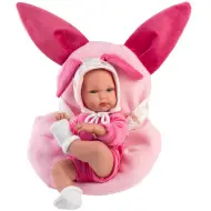 Llorens: Bimba neonato con marsupio rosa con coniglietto 35 cm