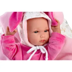 Llorens: Bimba neonato con marsupio rosa con coniglietto 35 cm immagine 3