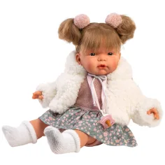 Llorens: Joelle, bambola che piange di 38 cm con ciuccio e cappotto bianco. immagine 3