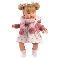 Llorens: Joelle bambola da 38 cm con suono, con cappotto lavorato a maglia e sciarpa
