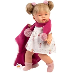 Llorens: Joelle bambola piangente di 38 cm con ciuccio e cappotto rosa immagine 2
