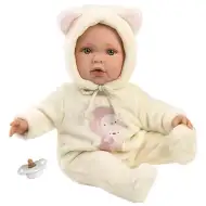 Llorens: Julia bambola in tutina con orecchie da orso e ciuccio 42 cm