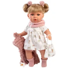Llorens: Julia bambola piangente di 42 cm con ciuccio e cappotto rosa immagine 2