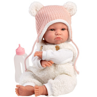 Llorens: Lara, bambola piangente da 38 cm con cappellino con orecchie da orso