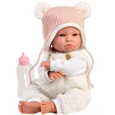Llorens: Lara, bambola piangente da 38 cm con cappellino con orecchie da orso