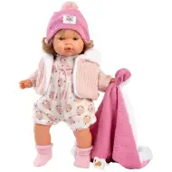 Llorens: Lola bambola piangente di 38 cm con ciuccio e coperta rosa