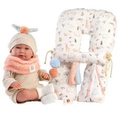 Llorens: Mimi bambola piangente di 42 cm con cappello con orecchie e cuscino immagine 3