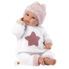 Llorens: Neonata piangente bambola femmina in pigiama di peluche con motivo a stelle 36cm immagine 2