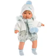 Llorens: Sasha bambola piangente di 38 cm con cappello blu e bianco