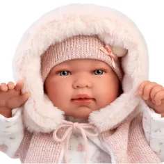 Llorens: Tina, neonato di 44 cm con gilet rosa con cappuccio immagine 3