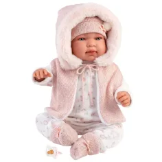 Llorens: Tina, neonato di 44 cm con gilet rosa con cappuccio immagine 4