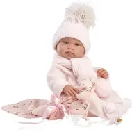 Llorens: Tina neonato in set rosa con copertina e ciuccio 43cm