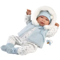 Llorens: Tino neonato di 44 cm con ciuccio e gilet con cappuccio immagine 3