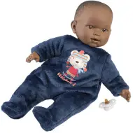 Llorens: Zareb bambola con pigiama di peluche con orsetti, ciuccio, 42 cm