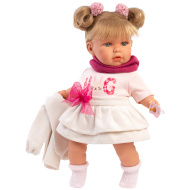 Llorens: bambola che piange Júlia da 42 cm con ciuccio e gonna con fiocco