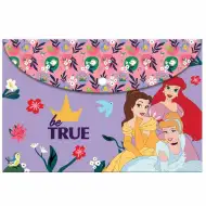 Luna: Cartella in plastica con bottoni delle principesse Disney, formato A4