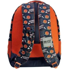 Luna: Must Team zaino scolastico arancione-blu con motivo basket, arrotondato, 3 scomparti, 32x18x43cm immagine 2