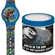Luna: Orologio analogico Jurassic World con dinosauri in scatola di metallo decorativa