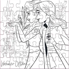 Luna: Puzzle da colorare da 42 pezzi con le sorelle di Frozen 2 immagine 3