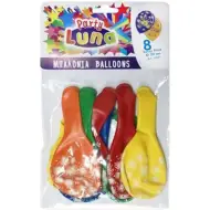 Luna: Set di 8 palloncini colorati con motivo fuochi dartificio