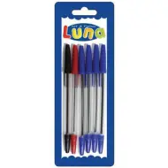 Luna: Set di penne a sfera, 4 blu, 1 rossa, 1 nera