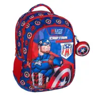 Luna: Zaino Must Team Capitan America arrotondato a 3 scomparti 32x18x43cm