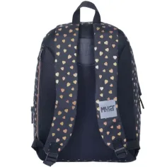 Luna: Zaino nero-oro con cuoricini, 1 scomparto, 32x17x42 cm immagine 2