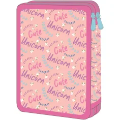 Luna: astuccio imbottito rosa Must Team con stampa unicorno a due scomparti 15x5x21 cm immagine 2