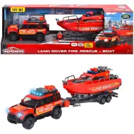 Majorette: Land Rover camion dei pompieri con barca, effetti luminosi e sonori 33cm - Simba Toys