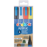 Marker acrilico a punta sferica - set da 4 pezzi - Carioca