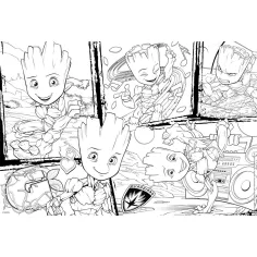 Marvel Groot 2 in 1 puzzle da 250 pezzi e libro da colorare 50x35cm - Lisciani immagine 2