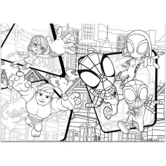 Marvel Spidey 2 in 1 maxi puzzle 4x48 pezzi e album da colorare 35x25cm - Lisciani immagine 3
