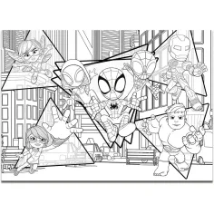 Marvel Spidey 2 in 1 maxi puzzle 4x48 pezzi e album da colorare 35x25cm - Lisciani immagine 4